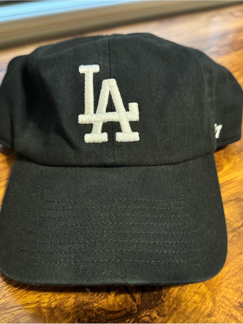 LA Embroidered Logo Black Baseball Cap